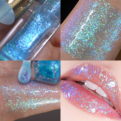 CHARMACY Aurora Chameleon Moisturizing Lip Gloss, MultiColor Shifting Shimmer Lip Gloss, Hydrating Non-Sticky Formula Glitter Lip Glaze, Easy to Apply, Long-Lasting, High-Shine Sheer Finish #05