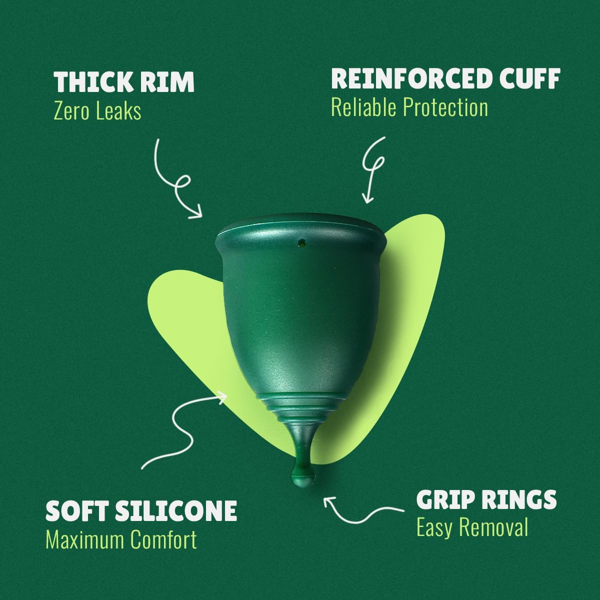 SHORDY Reusable Soft Menstrual Cups Set, Small & Large Period Cup for Women, 12 Hours Protection, Copa Menstrual for Beginners or Experienced Users, Tampon, Pads & Disc Alternative for Swimming, Yoga