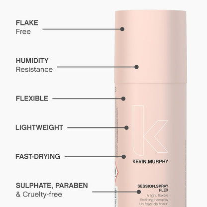 KEVIN.MURPHY SESSION.SPRAY FLEX - Flexible Finishing Hair Spray - For All Hair Types - Lightweight Hold - Humidity Resistant Hair Care - 337 mL / 11.4 fl oz