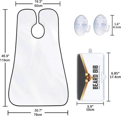 Beard Bib Beard Apron, Beard Hair Catcher for Men Shaving & Trimming Non-Stick Waterproof Beard Cape Grooming Cloth with 3 Suction Cups Birthday Gifts for Men Him Boyfriend