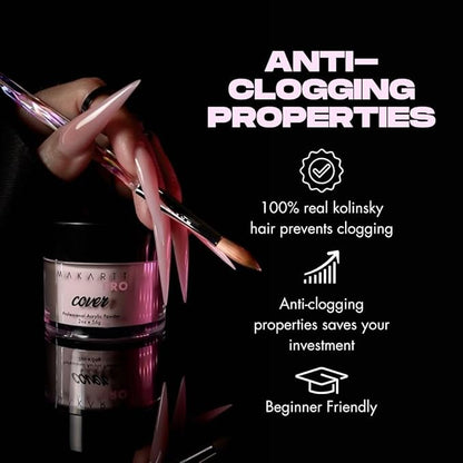 Crimped professional kolinsky nail brush