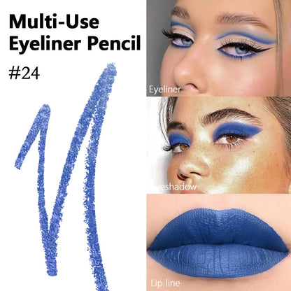 evpct Blue Eyeliner Pencils for Eyes, Navy Lake Ruby Blue Colored Eye Liner Pencil Pen Makeup Waterproof Smudge Proof, Colored Gel Waterline Eyeliner Liquid, Face Eye Paint Stick Halloween Makeup 24