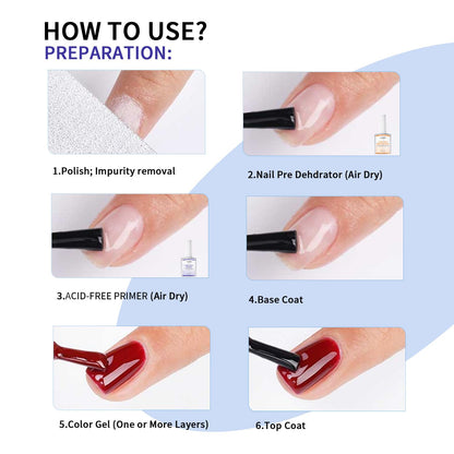 AIJIMEI Professional Natural Nail Polish Dehydration and Acid Free Primer for Acrylic Acid and Gel Nail Polish, Quick Drying Advanced Adhesive Set（18ml/0.63fl.oz)