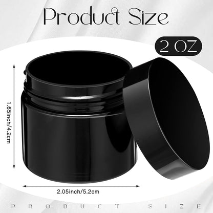 SATINIOR 36 Pieces 2 oz Plastic Jars with Lids Wide Mouth Airtight Reusable Container Acrylic Cosmetic Small Jars for Lotions Ointments Travel Toiletries Creams Make up Storage(Opaque Black)