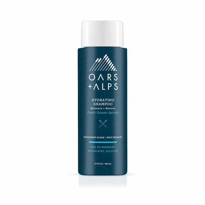 Oars + Alps Men's Sulfate Free Hydrating Shampoo, Infused with Kelp & Algae Extracts, Moisturizing Formula, Fresh Ocean Splash Scent, 1 Pack, 13.5 Fl Oz