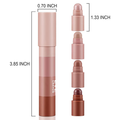 4 Color Eyeshadow Pencil，Glitter Eyeshadow Stick，Creamy Matte Eye Shadow Pen，Face & Eye Highlighter Pen，Highly Pigmented Crayon Nude Eye Shadow