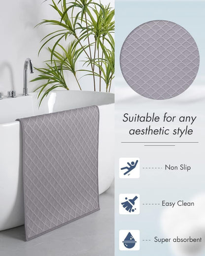 AMOAMI Bath-Mat,Ultra Thin Bath-Rugs Runner,Rubber Backed Bath Mats for Bathroom Non Slip,Absorbent Bath Rug for Bathroom Floor, Shower, Sink 2'x 6'(24" x 70") Grey
