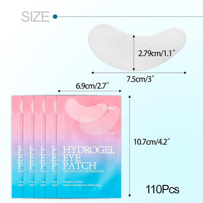 110 Pairs C. ARTIST 100% Natural Eyelash Extension Under Eye Gel Pads patches kit Collagen Aloe Vera Hydrogel Eye Patches Eyelash Extension Supplies Tools, Lash Extension Supplies, lash tech supplies