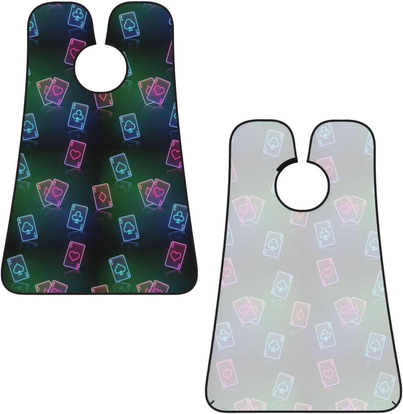 Non-Stick Beard Shaving Bib, Hair Catcher Apron with Suction Cups, Waterproof Grooming Tool for Men Husband, Ace of Poker Card Style Neon Black Shave Bib