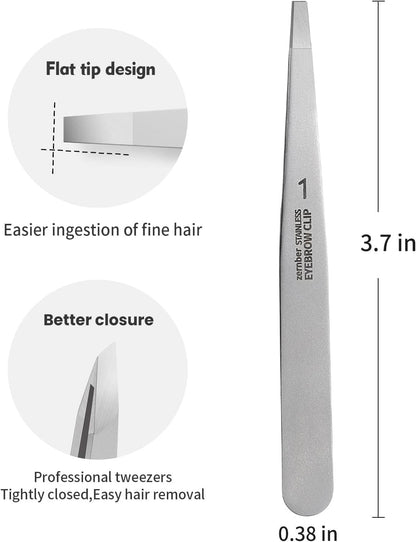 Stainless Steel Precision Eyebrow Tweezers Flat Tweezers for Eyebrows for Women-for Facial Hair and Ingrown Hair Removal Beauty Tools