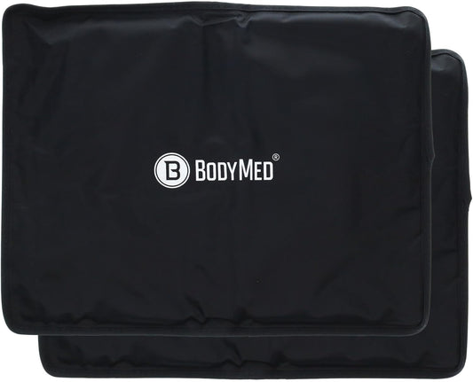 BodyMed Reusable Gel Ice Pack Cold Compress (2-Pack) for Back, Shoulder, Neck, & Knee - Professional Grade Cold Therapy for Injuries, Aches, Swelling, Bruises, Sprains - 14 in. x 11 in. (Standard)