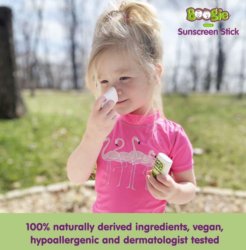 Baby Sunscreen Stick by Boogie Block, Mineral Sunscreen SPF 50, Travel Size Sunblock for Kids, Zinc Oxide, Water Resistant, Vegan, Fragrance Free Pack of 1