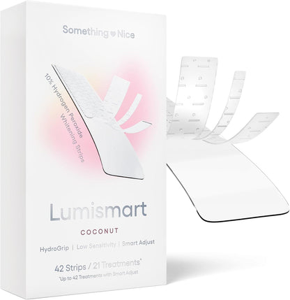 Something Nice Lumismart Whitening Strips - Dentist-Designed, Enamel Safe, up to 42 Treatments with Smart Adjust - Teeth Whitening Strips in Coconut for Sensitive Teeth