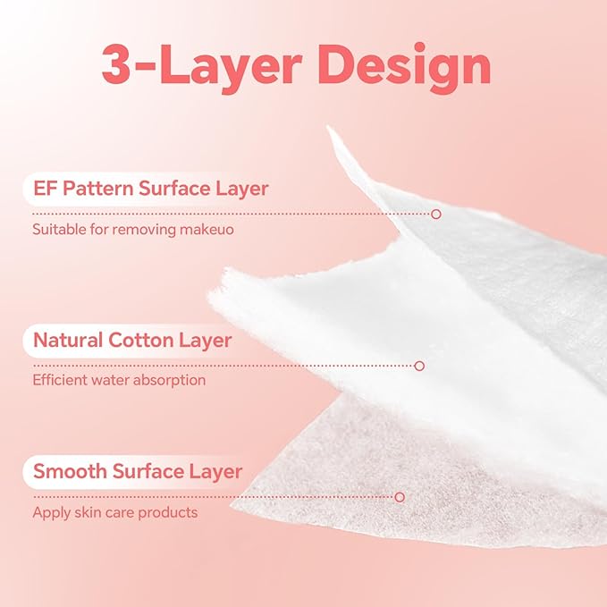 Square cotton pads, 100% cotton