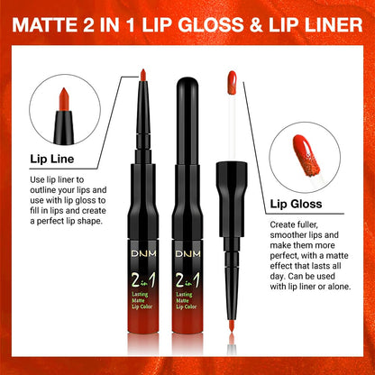 evpct 1Pcs Orange Red Matte Lip Liner & Liquid Lipstick Stain Makeup Set for Women, Orange Red Lip Liner Stain Long Lasting Waterproof Smudge Proof, Cruelty Free Lip Stick Makeup 24 hours originale 54