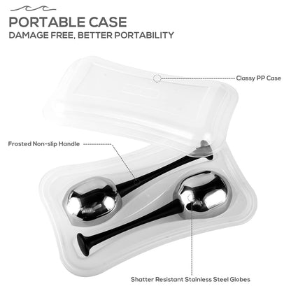Ice Globes Facial Skin Care Tools for Women Cryo Sticks for Face Eyes, Stainless Steel Face Beauty Cryo Globes for Girls Ladies, Esthetician Supplies Cooling Spa Globes Cold Roller with Storage Case