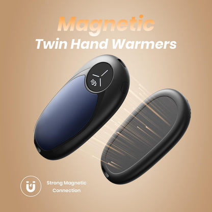 Hand Warmers Rechargeable 2 Pack Electric Hand Warmer Magnetic, Ultrathin Portable Handwarmers Gifts for Men Women Christmas Hiking Golf Hunting Accessories (Black)