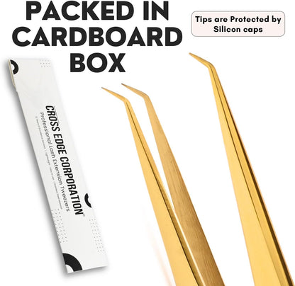 Isolation Tweezers for Eyelash Extension – 14cm Curved Lash Tweezer, Stainless Steel, Best for Individual Isolation & Classic Lashes, Pinzas para Pestaña(Gold Titanium)