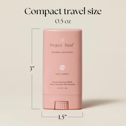 SPF 50 Mineral Sunscreen Stick – Compact SPF Stick, Hawaii Reef Act 104 Compliant, Vegan, Ocean-Friendly, Water-Resistant, 0.5 oz