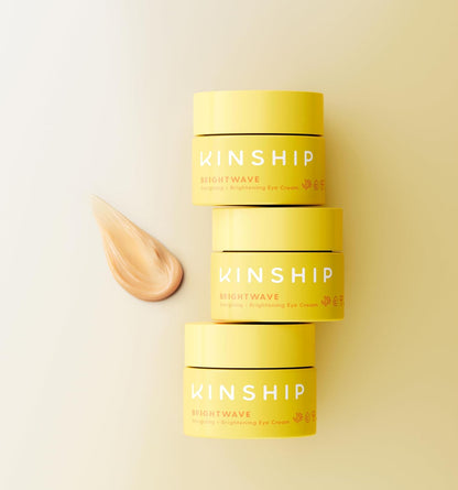 Kinship Brightwave Vitamin C Energizing + Brightening Eye Cream - Reduce Dark Circles & Puffiness - Diminishes Fine Lines & Under Eye Bags - Hydrating w/Antioxidants - Fragrance Free (0.5 Oz)
