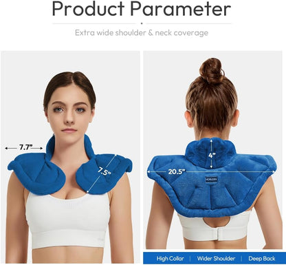 Microwavable Heated Neck Wrap Warmer and Shoulder Heating Pad Microwave, Weighted Microwave Heating Pad for Neck and Shoulders Hot and Cold Compress