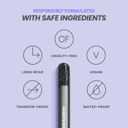 Wonderskin Eyeliner Pencil, 1440 Longwear Black Glitter Eyeliner Pencil - Waterproof, Sharpenable & Smudge Proof