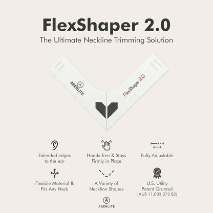 Aberlite FlexShaper 2.0 - Beard Shaper for Men - Hands-Free & Flexible Neckline Guide - Beard Trimmer Tool - Lineup Stencil Kit - White