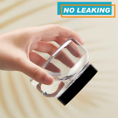 Tessco 24 Pack Plastic Jars with Lids Labels Empty Clear Plastic Jars Round Refillable Cosmetic Containers Body Butter Containers Bulk Sugar Scrub Bottle for Make Up (8 oz,Clear, Black)