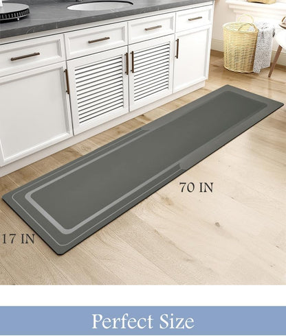 MontVoo-Bath Mat Rug Long Non Slip Super Absorbent Bathroom Runner Stain Resistant Quick Dry Thin Bathroom Mat Fit Under Door-17"x70",Darkgrey