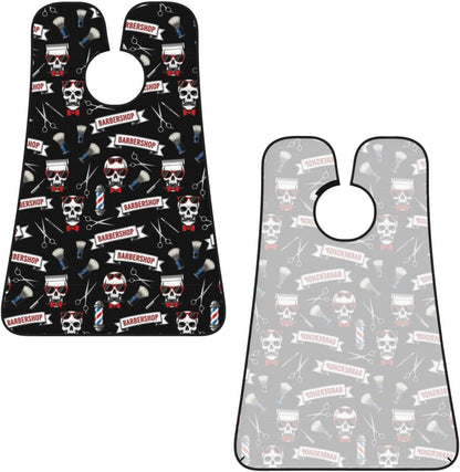 Beard Hair Catcher Bib, Waterproof Non-Stick Grooming Apron for Shaving Trimming, Perfect for Men Dad, Cool Funny Skull Tools Vintage Barber Shop Shave Bib