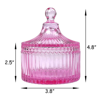 Ultra Soft Powder Puff and Container 3.3" High Density Velvet Dusting Washable Reusable Powder Puff,Body Powder Puff and Glass Jar Holder Loose Powder Box with Puff for Face Makeup(Pink)