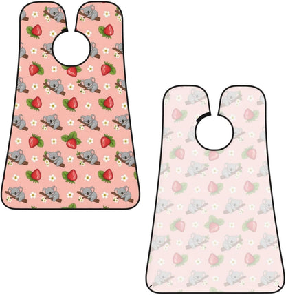 Beard Trimming Hair Catcher, Cartoon Koala Bear Strawberry Flower Leaf Light Pink Shave Bib, Non-Stick Bib Apron Waterproof, Shaving Tool for Men for Husband Father’s Day