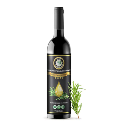 M.G. PAPPAS Rosemary Infused Olive Oil - High Polyphenol Rich Extra Virgin Olive Oil Unfiltered - Polyphenol Lab Report 650mg/kg - Cold Pressed Greek EVOO Award Winning - Rosemary Oil Cooking 12.7 Oz
