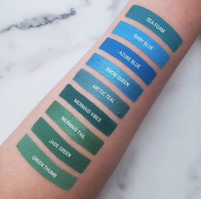 Aromi Teal Blue Metallic Liquid Lipstick | Turquoise, Sea Foam Lip Color with Shimmery Finish, Vegan, Cruelty-free, Long-lasting, Smudge Proof (Arctic Teal)