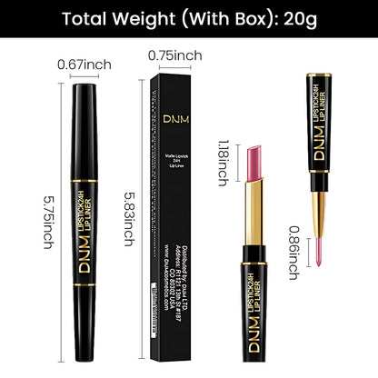 Kaely 2-in-1 Light Pink Pale-Pink Metallic Shine Shimmer Lip Liner & Lipstick Combo Set Kit for Women, Lightweight Hydrating Formula High Impact Full Coverage Lipstick and Lip Liner Makeup Gloss 16