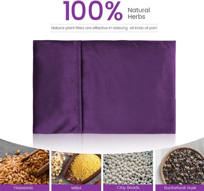 Heating Pad Microwavable with Washable Cover, 8 x 12 Multipurpose Microwave Heating Pad for Neck and Shoulders, Moist Heat Bean Bag Warm Compress for Knee, Muscles, Joints, Wrist (Dark Purple)