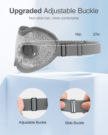 Luxtude Gel Eye Mask Cooling Eye Masks for Dry Eyes, Hot Cold Eye Ice Pack Reusable Cold Eye Mask, Frozen Cold Eye Compress for Puffiness/Dark Circles/Headaches/Eye Bags/Pain Relief (Gray)
