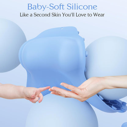 Silicone Bath Pillow, New Material Bath Pillows for Tub Head Neck and Back Support, Bath Tub Pillow with 4D Press Inflatable Airbag and Non-Slip Strong Suction Cups, Quick-Drying, Easy to Store, Blue