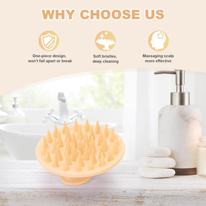 Silicone Scalp Massager Shampoo Brush, Scalp Scrubber for Hair Growth (Salmon Pink)