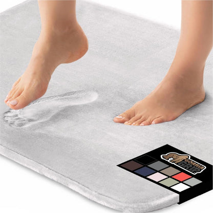 GORILLA GRIP Memory Foam Bath Rugs, Soft Absorbent Velvet Bathroom Mats, Durable Dots on Underside, Machine Washable Bathmat, Carpet Rug Room Decor for Shower Floor, 48x24 Mat, Light Gray