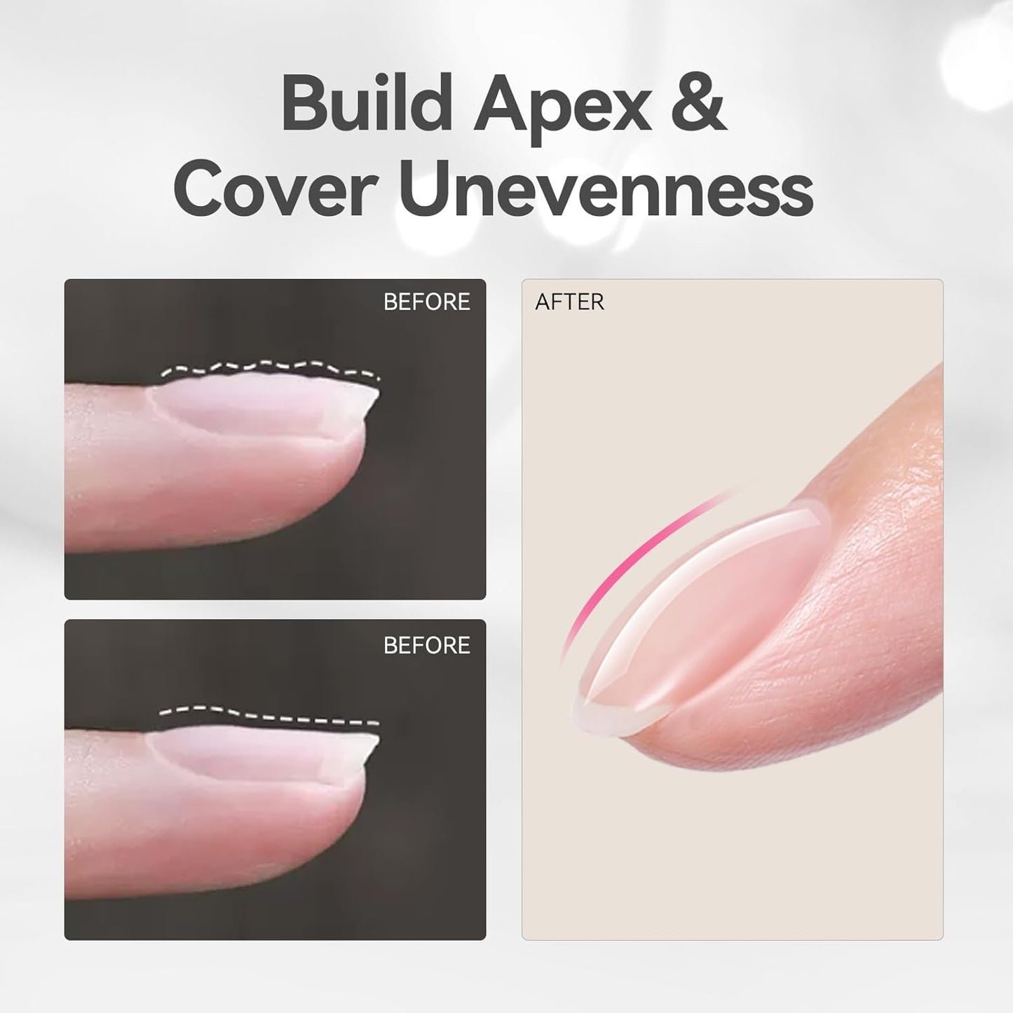 Born Pretty Builder Gel 8-in-1, 2PCS 15ML Clear Builder Nail Gel Set, Transparent Extension Rhinestone Glue for LED Lamp Cured for Nail Thickening