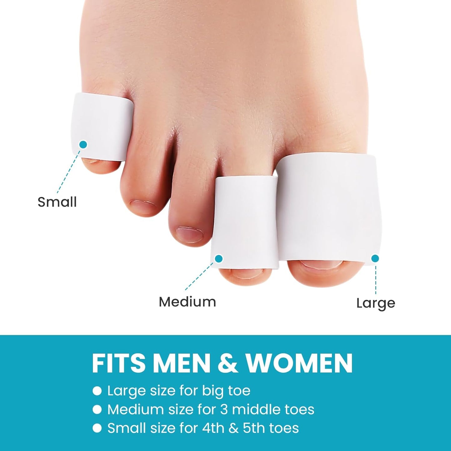 Povihome Pinky Toe Sleeves Protectors - 12 Pack Small Gel Corn Protectors - Protect Toe from Rubbing, Ingrown Toenails, Calluses, Blisters - Toe Cushions for Pain Relief (Small Size, White)