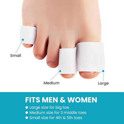 Povihome Pinky Toe Sleeves Protectors - 12 Pack Small Gel Corn Protectors - Protect Toe from Rubbing, Ingrown Toenails, Calluses, Blisters - Toe Cushions for Pain Relief (Small Size, White)