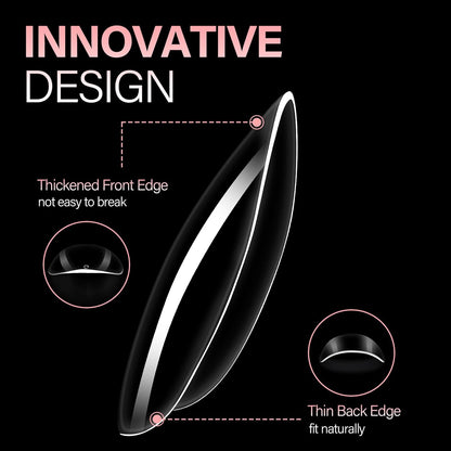 AILLSA Short Almond Nail Tips, 15 Sizes 240PCS Preshaped Soft Clear Gel Nails Tips Full Cover False Nails Tip Short Almond Shaped Tips