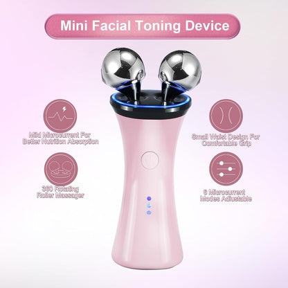Microcurrent Facial Device, Face Massager Electric Face Lifting, Microcurrent Facial Device for Face and Neck, Best Present for Mother and Companion, Handheld Skin Care Face Toning Device(Pink)
