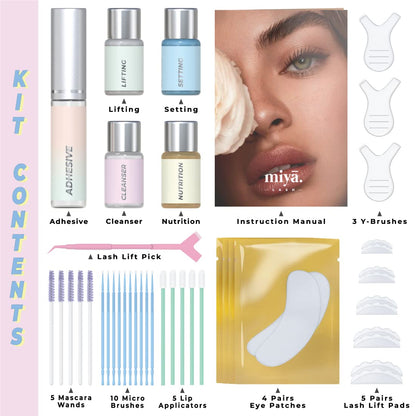 Keratin Lash Lift Kit | Eyelash Perm Kit | Semi-Permanent LVL Curling & Lifting Eyelashes | Lasts Up to 6 Weeks | Includes All Tools | Home & Salon Use | Vegan Eyelash Lift Kit | Miya Lash