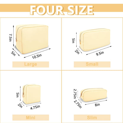 Mini Makeup Pouch for Purse, Small Cosmetic Bag Pouch Nylon Travel Toiletry Organizers for Women Girls, Cute Zipper Pouch Coin Purse Preppy Storage Bag for School Work(Mini-Sand)