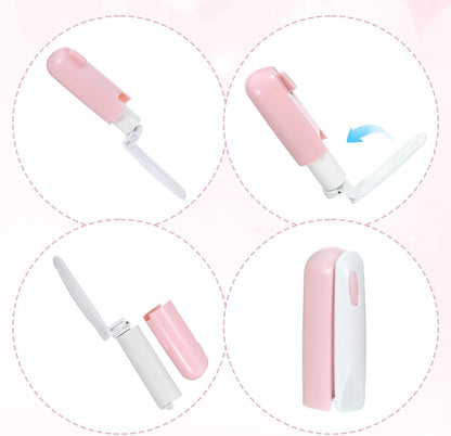 2Pcs Mini Lint Roller Travel Size Portable Lint Roller for Pet Hair Remover Pocket Travel Essentials for Clothes Reusable Purse Accessories Backpack Essentials (Pink Gray)