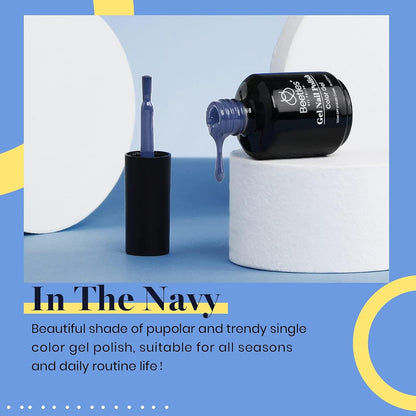 Beetles Blue Gel Nail Polish, 1Pcs 15ML In the Grayish Navy Blue Color Gel Polish Soak Off Nail Art Manicure Salon DIY Uv Nail Lamp Design Decoration at Home