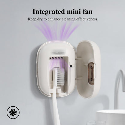 Upgraded UV Toothbrush Cover with Fan,Rechargeable Travel Toothbrush Case with Magnetic Holder&Wall Mount for Houshold and Traveling
